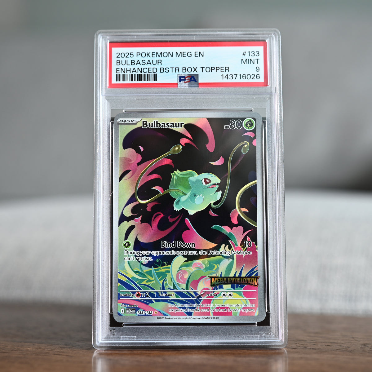Bulbasaur (Mega Evolution Stamped) 133/132 PSA 9