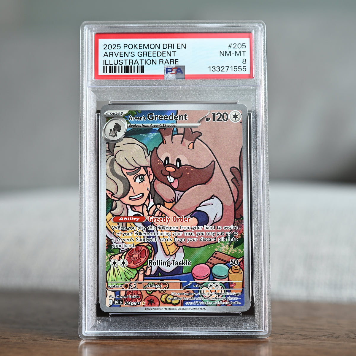 Arven's Greedent 205/182 PSA 8