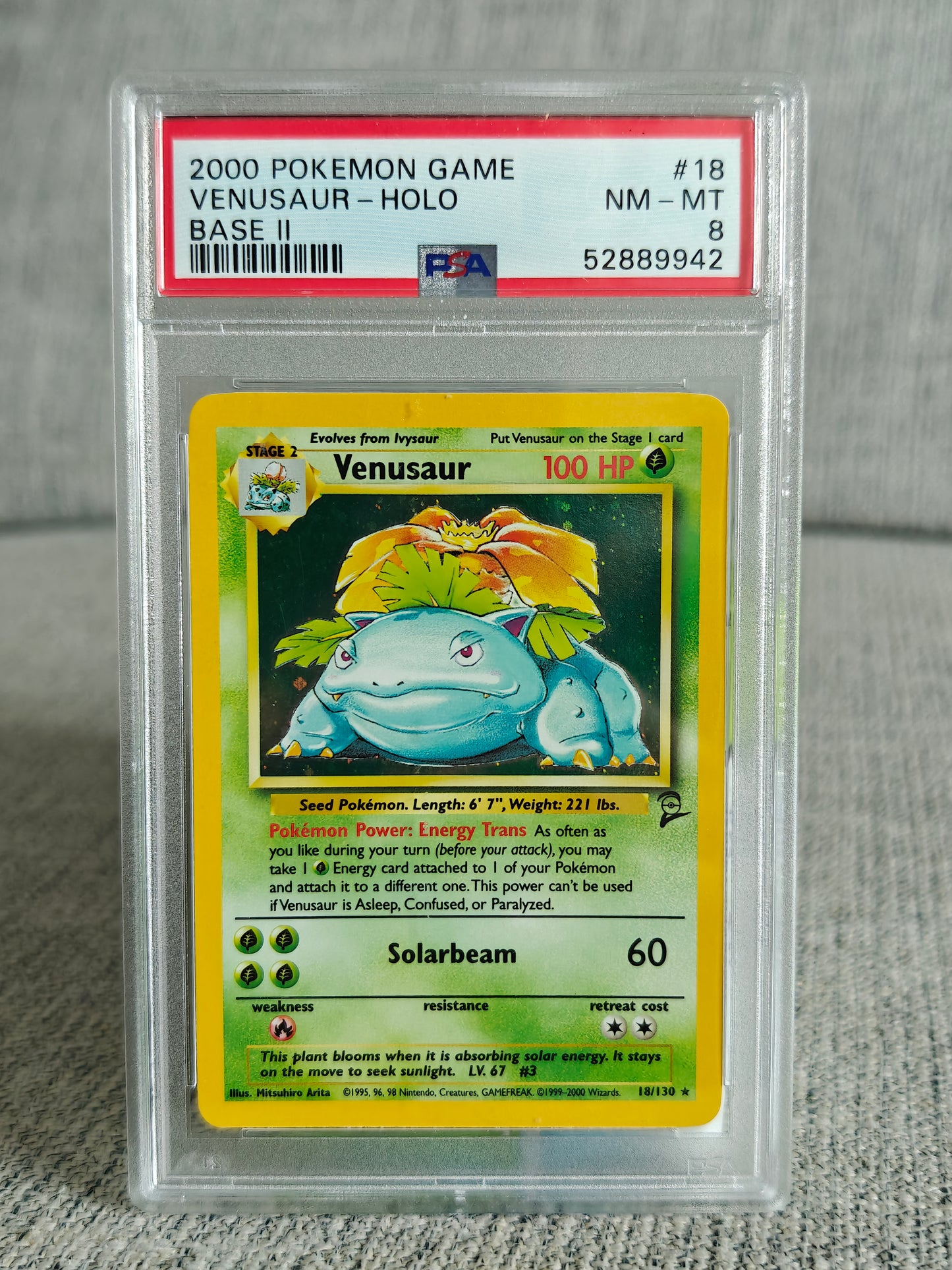 Venusaur Holo Base Set 2 PSA 8