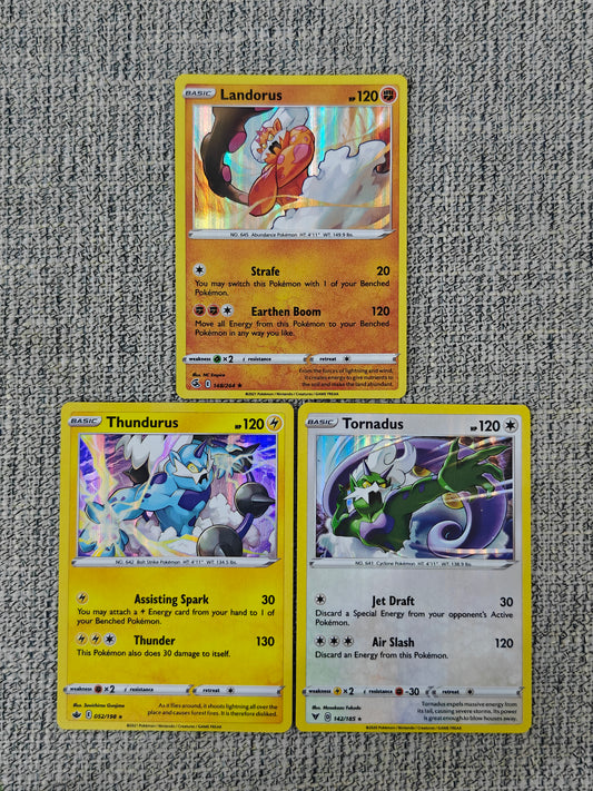 [Raw] Landorus + Thundurus + Tornadus Holo from 2 pack blister (Price is for all 3)